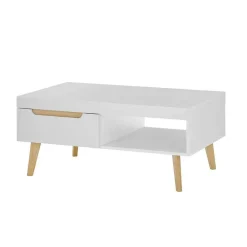 Wohnen Wohnzimmertisch in Weiß und Eiche - Ginko