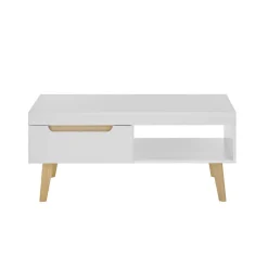 Wohnen Wohnzimmertisch in Weiß und Eiche - Ginko