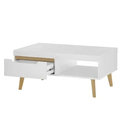 Wohnen Wohnzimmertisch in Weiß und Eiche - Ginko