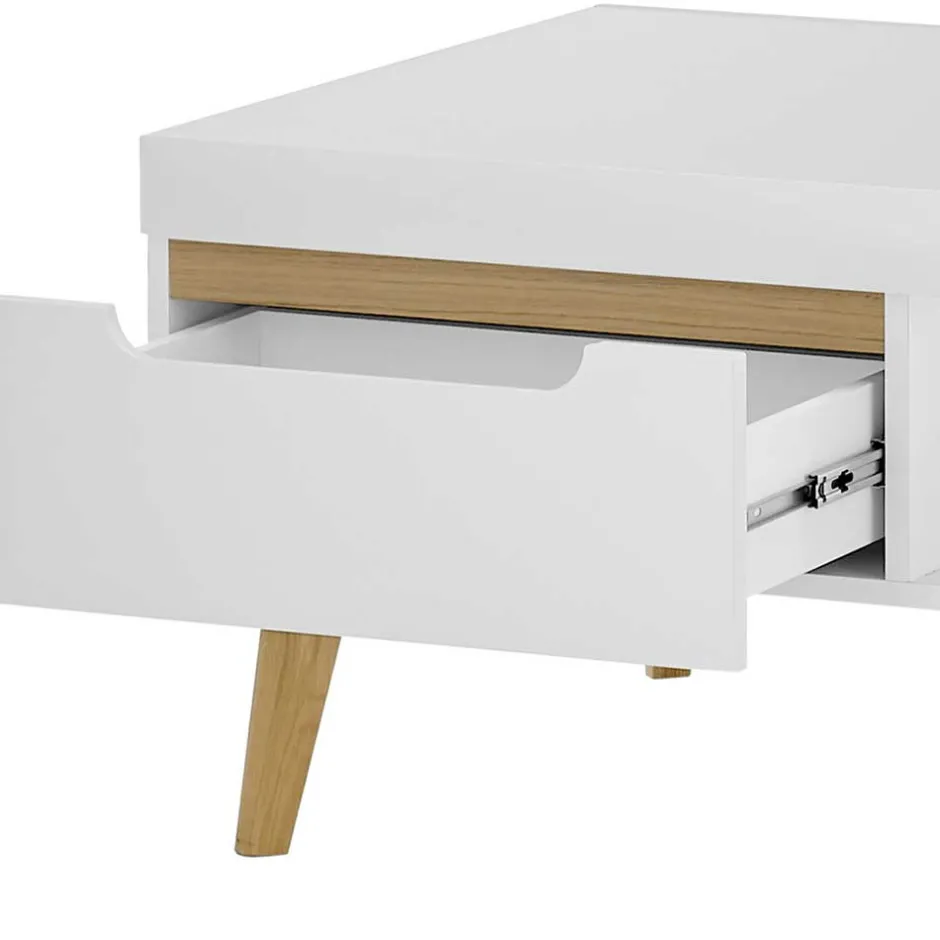 Wohnen Wohnzimmertisch in Weiß und Eiche - Ginko