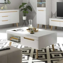 Wohnen Wohnzimmertisch in Weiß und Eiche - Ginko