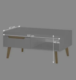 Wohnen Wohnzimmertisch in Weiß und Eiche - Ginko