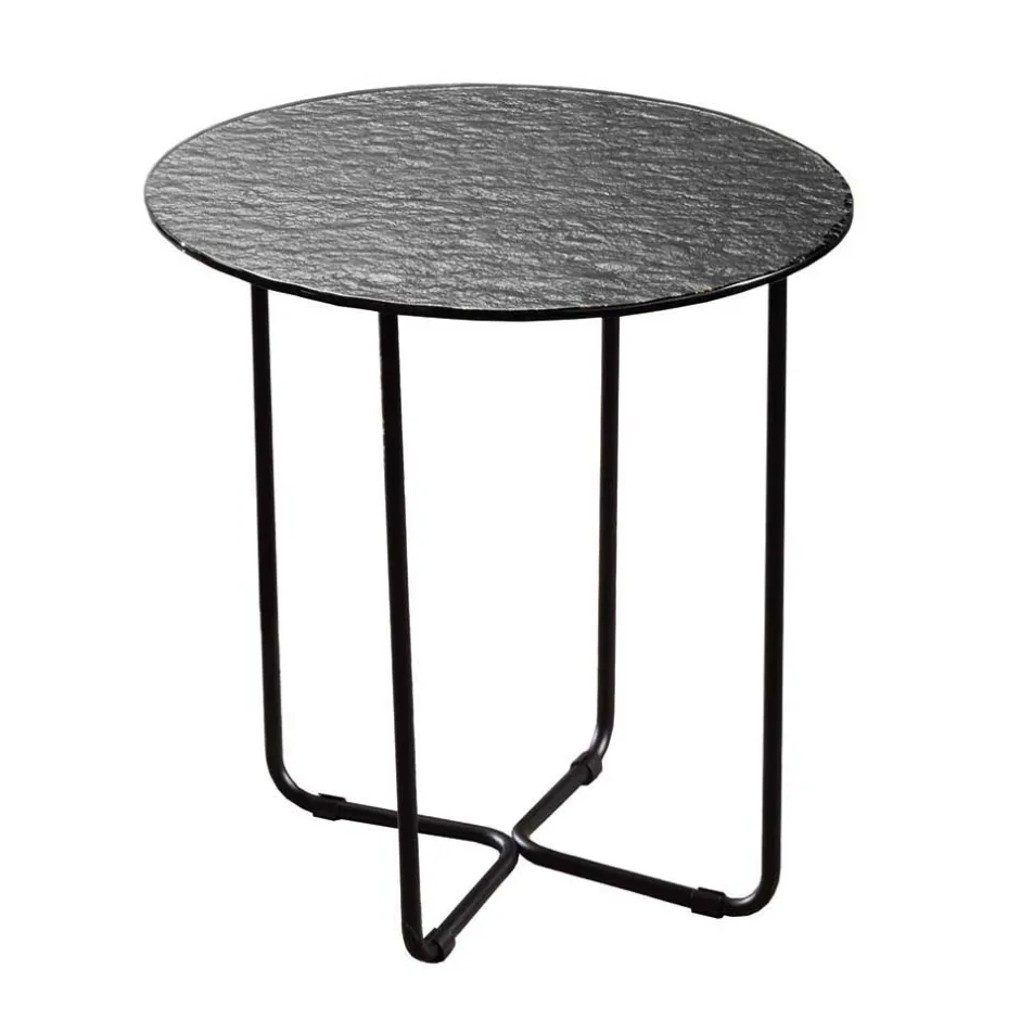 Wohnzimmertisch mit runder Strukturglas Platte - Borey^Wohnen Hot