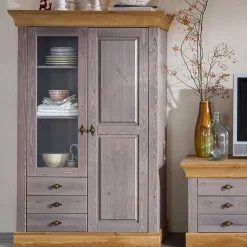 Wohnen Wohnzimmervitrine Cempino in Grau