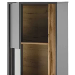 Wohnzimmervitrine in Anthrazit & Wildeiche Optik - Ahilav^Wohnen Sale