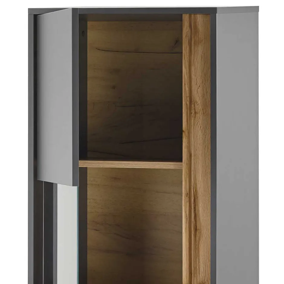 Wohnzimmervitrine in Anthrazit & Wildeiche Optik - Ahilav^Wohnen Sale