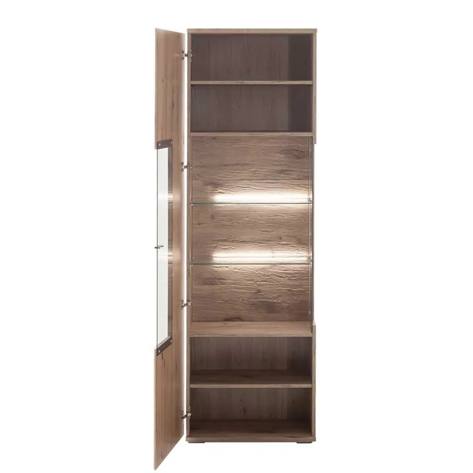 Wohnzimmervitrine in Wildeiche Holzoptik - Comrinaca^Wohnen Sale