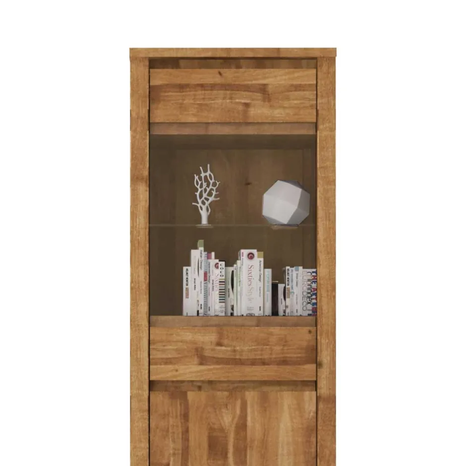Wohnen Wohnzimmervitrine Nadalia aus Wildeiche Massivholz