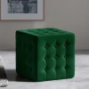 Würfelhocker aus Samt in Grün - Oldschool^Wohnen Outlet