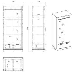 90x200 Bett & Nachttisch & Schrank - Naiavio (dreiteilig)^Wohnen