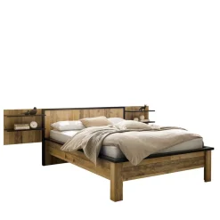 Wohnen 140x200 Bett & Nachttisch Paneele - Naiavio (dreiteilig)