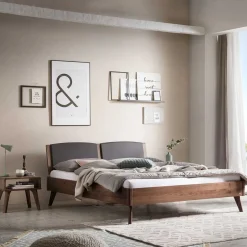 Wohnen 140x200 Bettgestell in Nussbaum Braun - Nigari