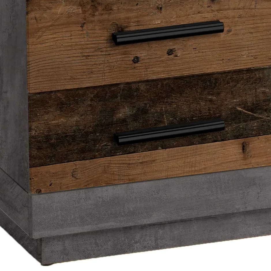 Wohnen 80x80 cm Couchtisch in Beton Optik & Antik Holz NB - Imlory