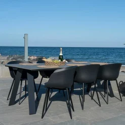 Wohnen 220x100 cm Designer Gartentisch in Schwarz - Lavagna