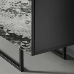 Wohnen 120x140 cm Highboard mit Spiegelglas in Rauchgrau - Razepta