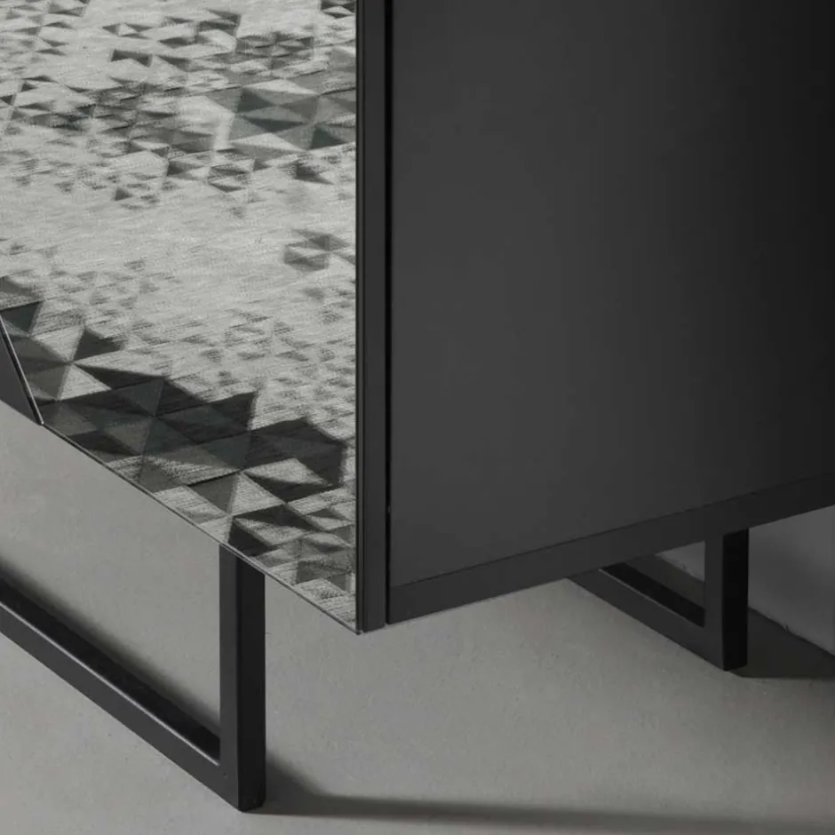 Wohnen 120x140 cm Highboard mit Spiegelglas in Rauchgrau - Razepta