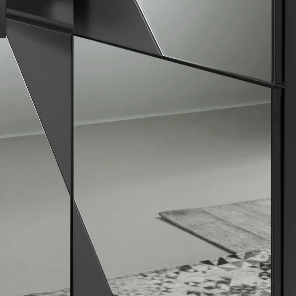 Wohnen 120x140 cm Highboard mit Spiegelglas in Rauchgrau - Razepta