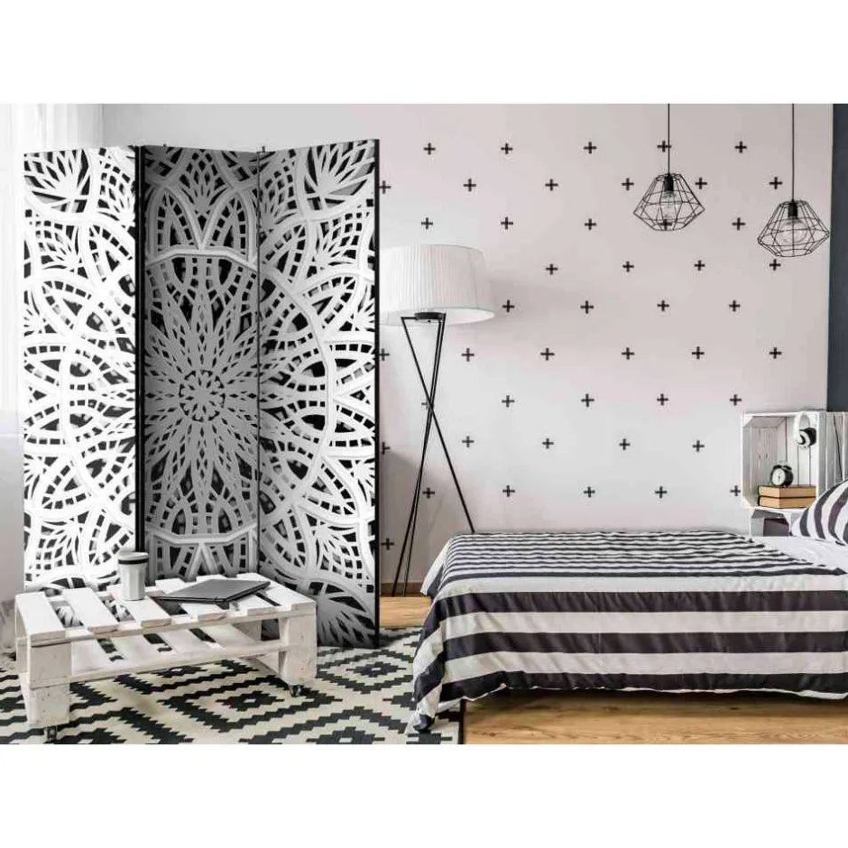 135x172 cm Paravent in Weiß & Schwarz - Wihelpa^Wohnen Online