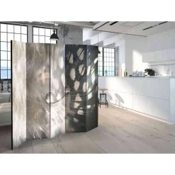 Wohnen 225x172 cm Paravent mit Vogelfeder Motiv - Kisana