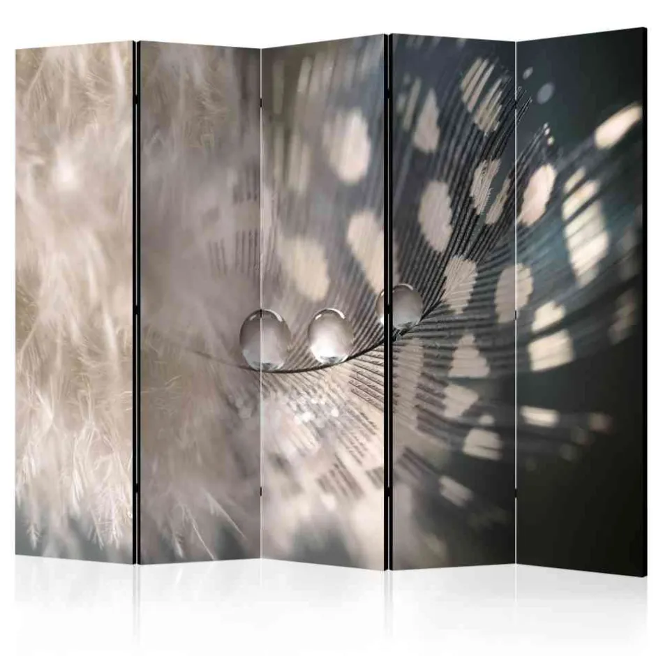 Wohnen 225x172 cm Paravent mit Vogelfeder Motiv - Kisana