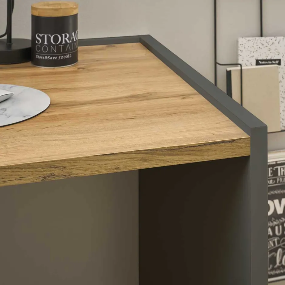 143x63 cm Schreibtisch in Wildeiche Optik & Anthrazit - Ahilav^Wohnen Sale