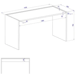 143x63 cm Schreibtisch in Wildeiche Optik & Anthrazit - Ahilav^Wohnen Sale