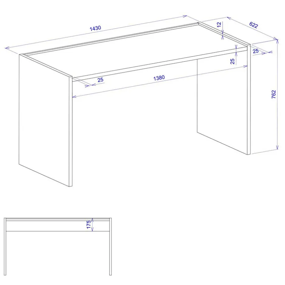 143x63 cm Schreibtisch in Wildeiche Optik & Anthrazit - Ahilav^Wohnen Sale