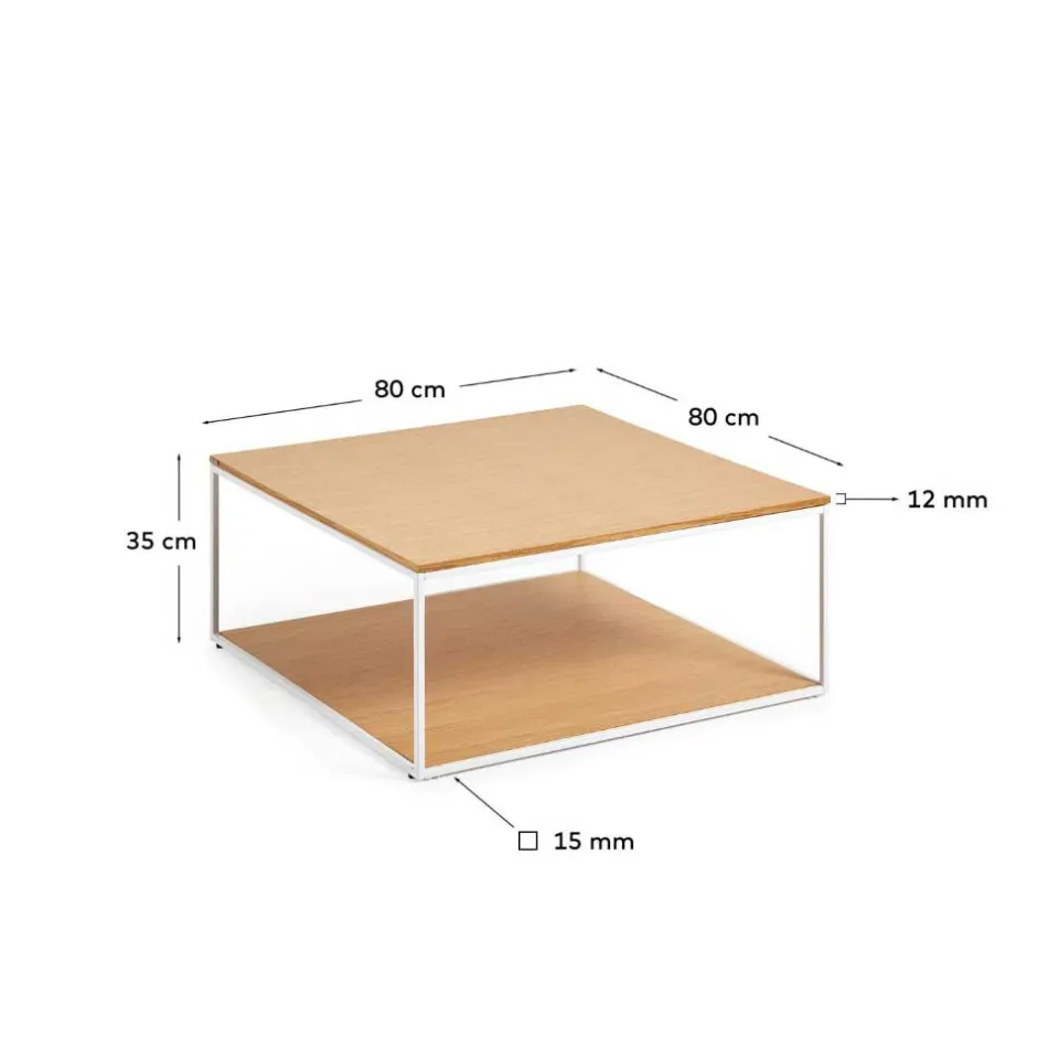80x80 Couchtisch mit Bodenplatte in Eiche - Bosso^Wohnen Clearance