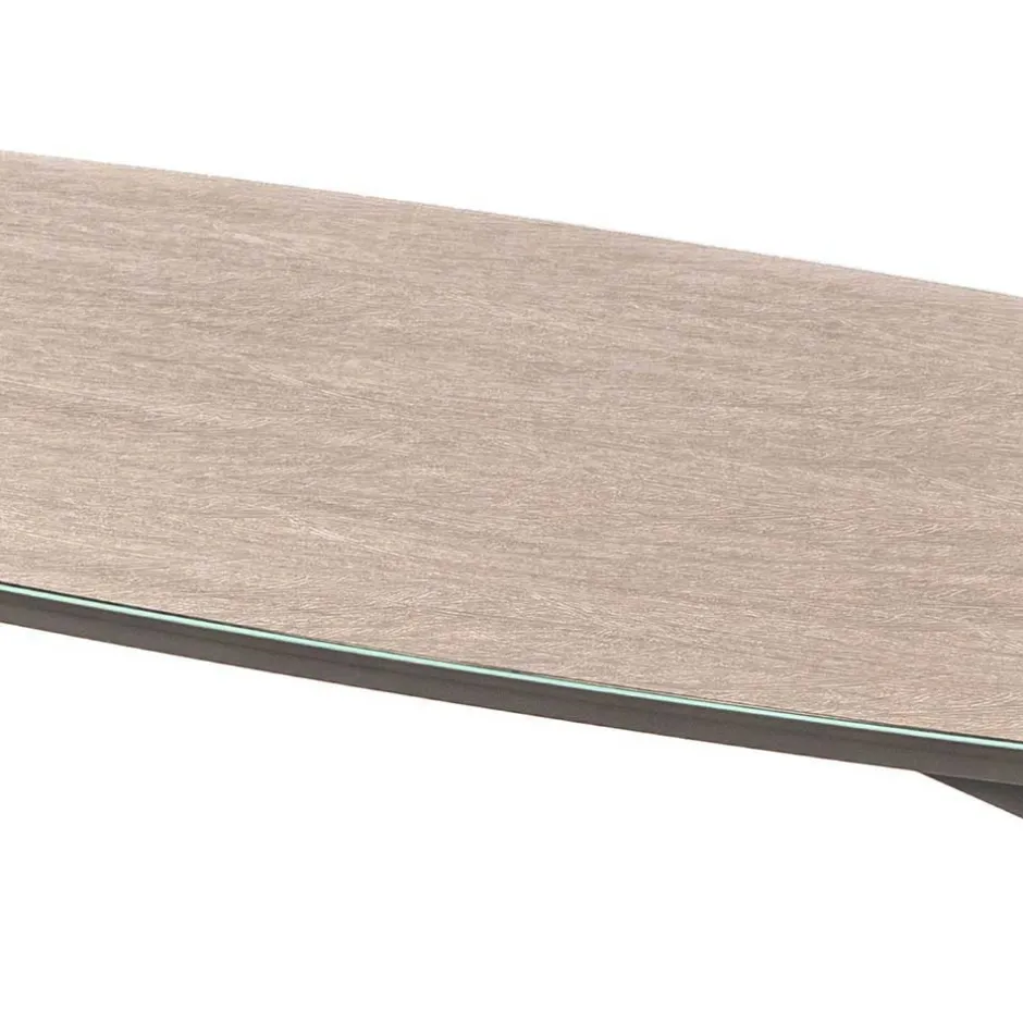 Wohnen 85x50 Couchtisch mit Glas Beschichtung Taupe - Basel