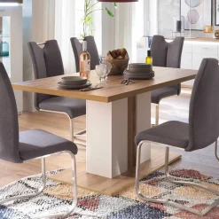 Wohnen 160x90 Esstisch mit Säulenfuß zweifarbig - Caldri