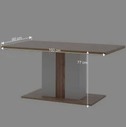Wohnen 160x90 Esstisch mit Säulenfuß zweifarbig - Caldri