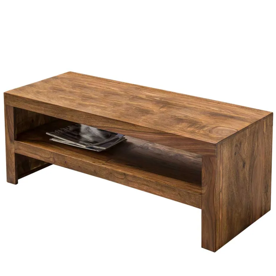 Wohnen 110x45 Handgearbeiteter Couchtisch mit Ablage - Hoslo