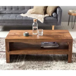 Wohnen 110x45 Handgearbeiteter Couchtisch mit Ablage - Hoslo