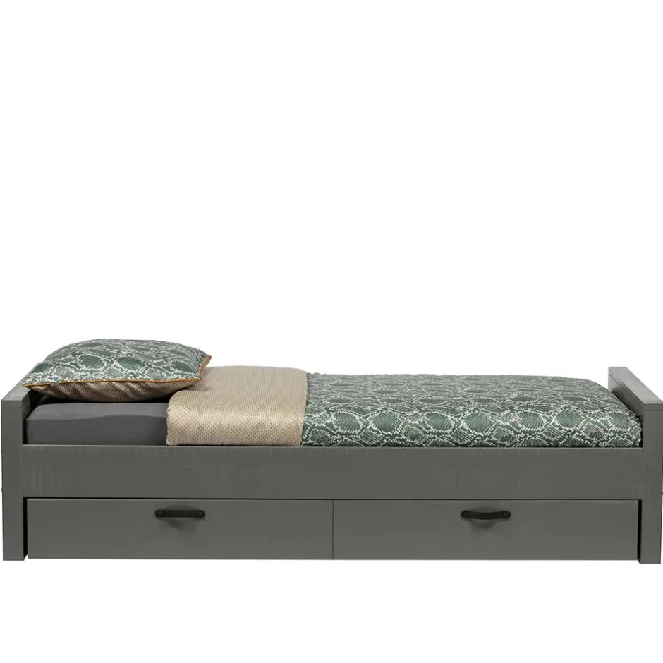 Wohnen 90x200 Holzbett in Grau aus Kiefer - Firgetta