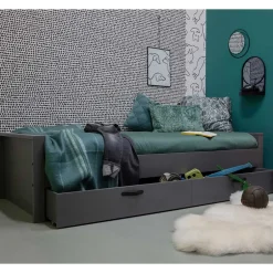 Wohnen 90x200 Holzbett in Grau aus Kiefer - Firgetta