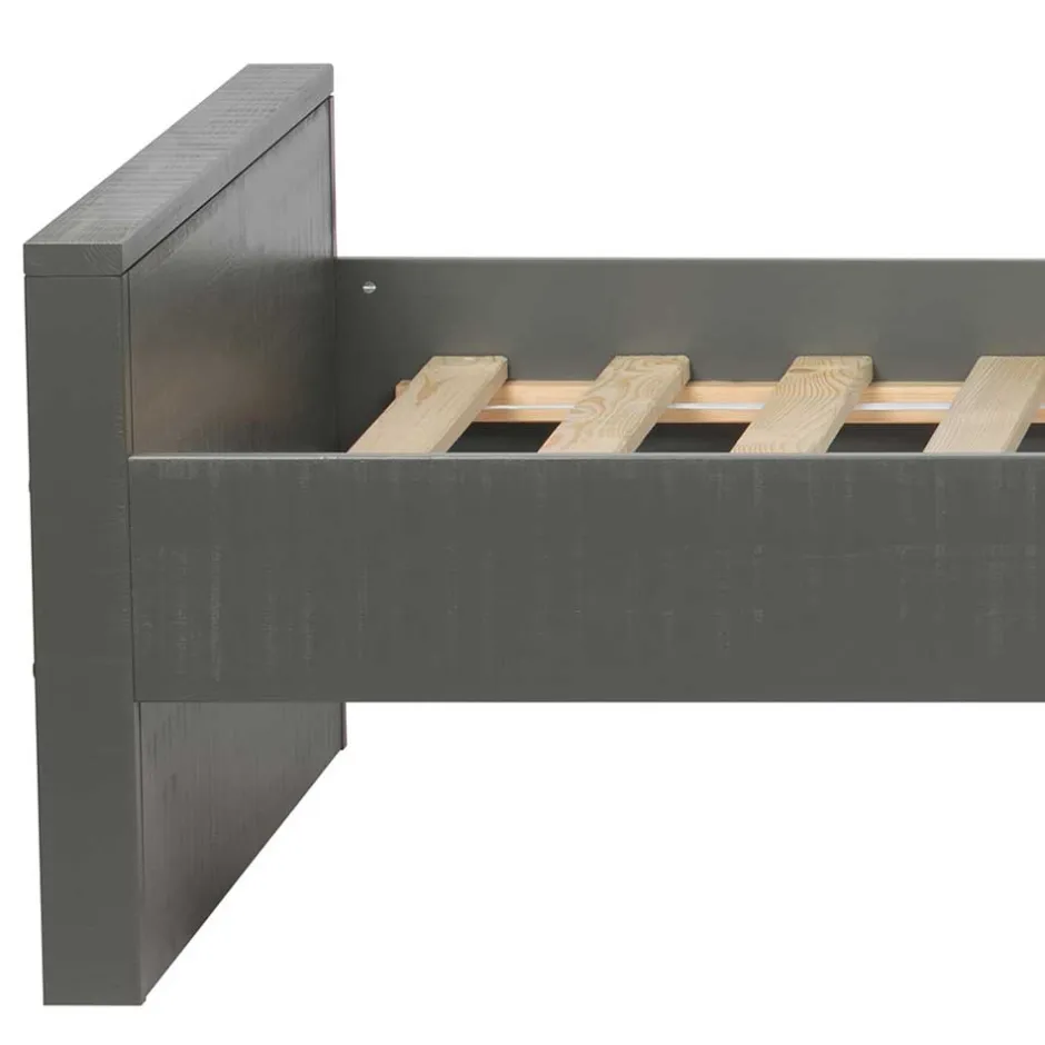 Wohnen 90x200 Holzbett in Grau aus Kiefer - Firgetta