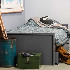 Wohnen 90x200 Holzbett in Grau aus Kiefer - Firgetta