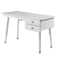 Kinder Wohnen 125x60 Jugend Schreibtisch in Weiß & Gold - Zimventa