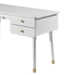 Kinder Wohnen 125x60 Jugend Schreibtisch in Weiß & Gold - Zimventa