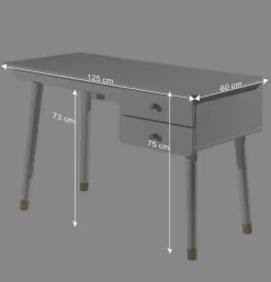 Kinder Wohnen 125x60 Jugend Schreibtisch in Weiß & Gold - Zimventa