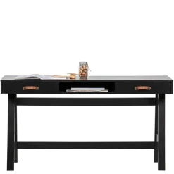 Kinder Wohnen 140x62 Kiefernholz Schreibtisch in Schwarz - Ilvessino