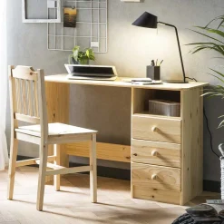 Wohnen 110x54 Kleiner Schreibtisch aus Kiefer Massivholz - Bibulath
