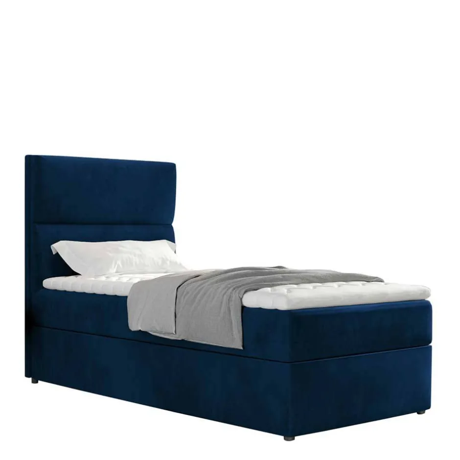Wohnen 90x200 Komfortbett in Dunkelblau Samtbezug - Tom