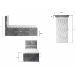 Wohnen 90x200 Komfortbett in Dunkelblau Samtbezug - Tom