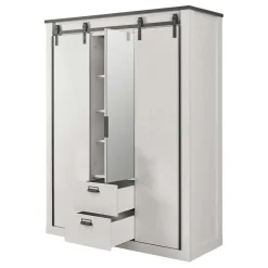 Wohnen 140x200 Modern Country Bett & Schrank - Tramos (vierteilig)