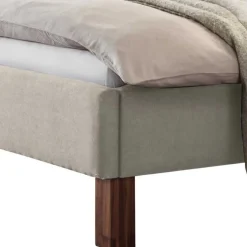 140x200 Polsterbett in Beige und Nussbaum - Kyras^Wohnen Discount