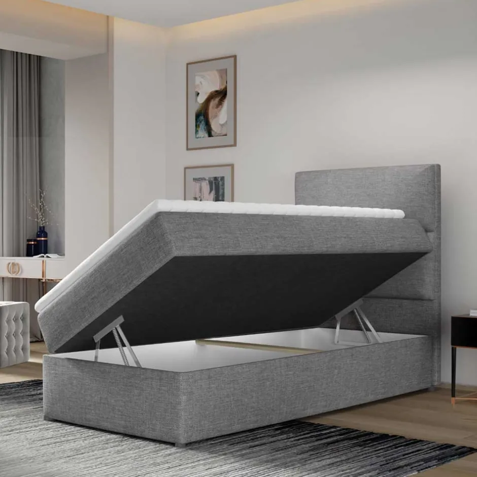 Wohnen 90x200 Polsterbett in Grau - Pandaua