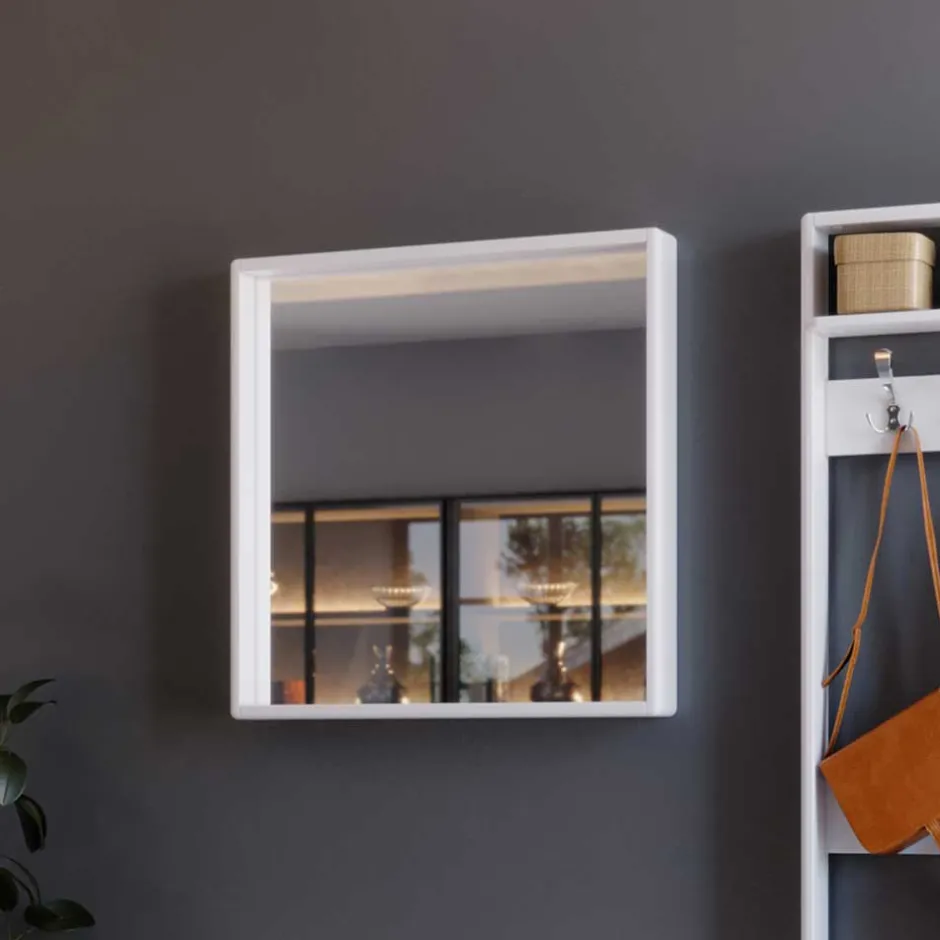 Wohnen 80x80 Quadratischer Spiegel mit weißem Rahmen - Oranias