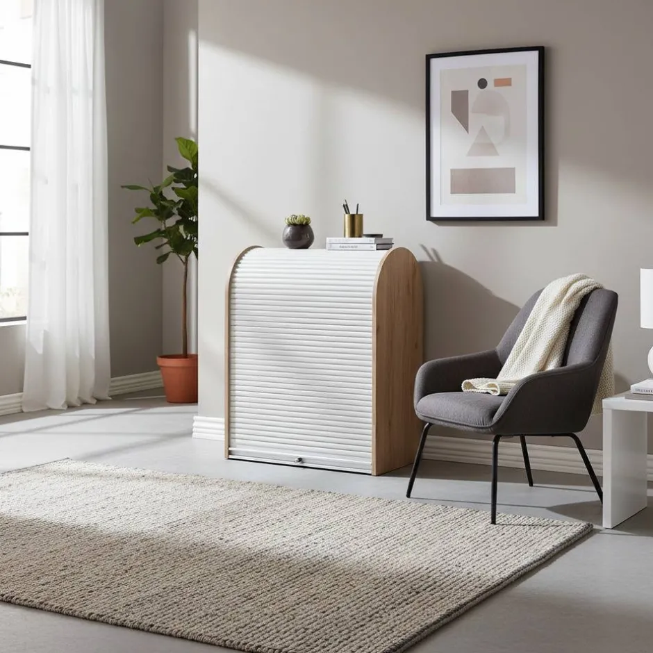 80x100 Rollladenschrank in Weiß & Eiche - Norwich^Wohnen New