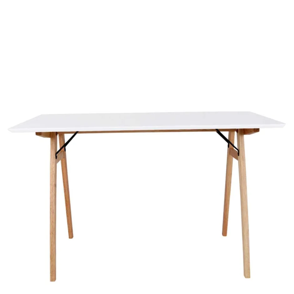 Wohnen 120x60 Schreibtisch in Weiß & Natur - Cora